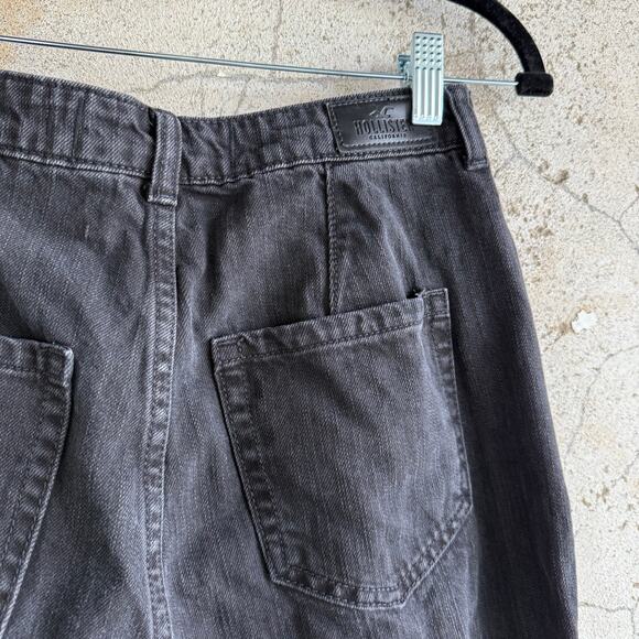 Hollister Ultra High Rise Mom Jeans Washed Black Raw Hem Womens 5s Soft Grunge - Picture 6 of 8
